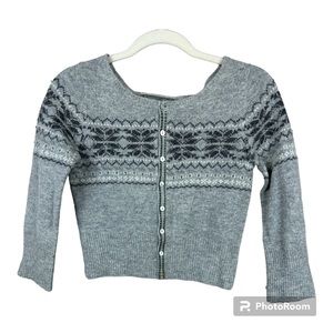 Vintage Abercrombie And Fitch Baby Cardigan Medium Wool Cashmere Y2K Grey Beaded